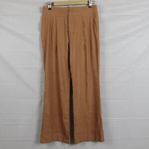 Alice Olivia Pants 6 Cuffed Linen Blend Wide Leg Brown Work Business Office Luxe